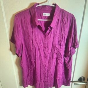 Croft & Barrow Women's Magenta Button-Down Shirt